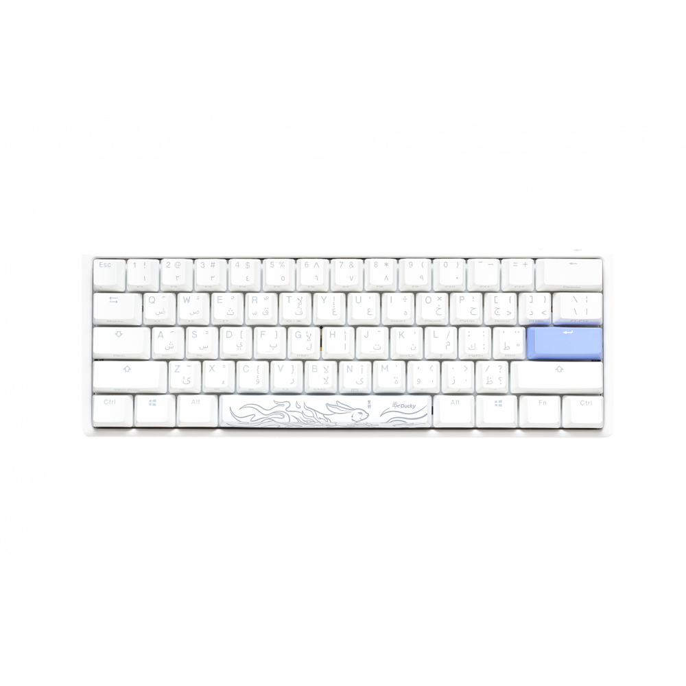 Ducky One 3 كلاسيك أبيض نقي ميني 60% مفتاح شيري أحمر - عربي