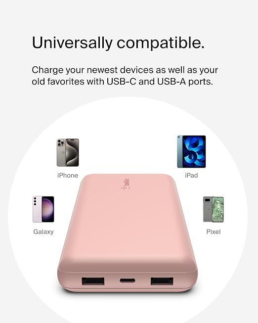 BELKIN POWERBANK 20K - 15W USB-C IN - USB-A OUT - ROSE GOLD
