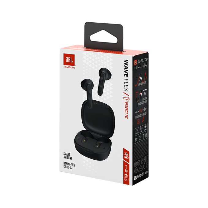 سماعات JBL Wave Flex اللاسلكية داخل الأذن - أسود