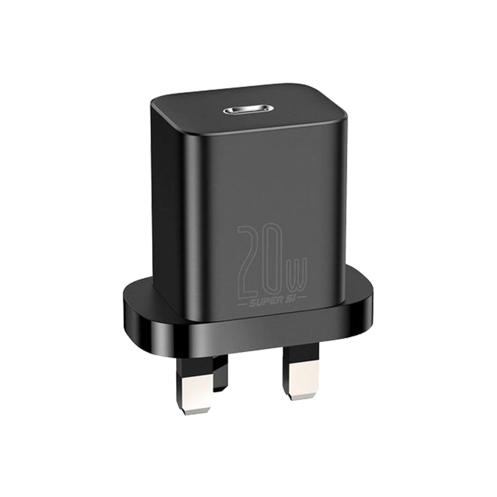 شاحن سريع Baseus GaN5 Mini منفذ واحد 20 واط، أسود (المملكة المتحدة)