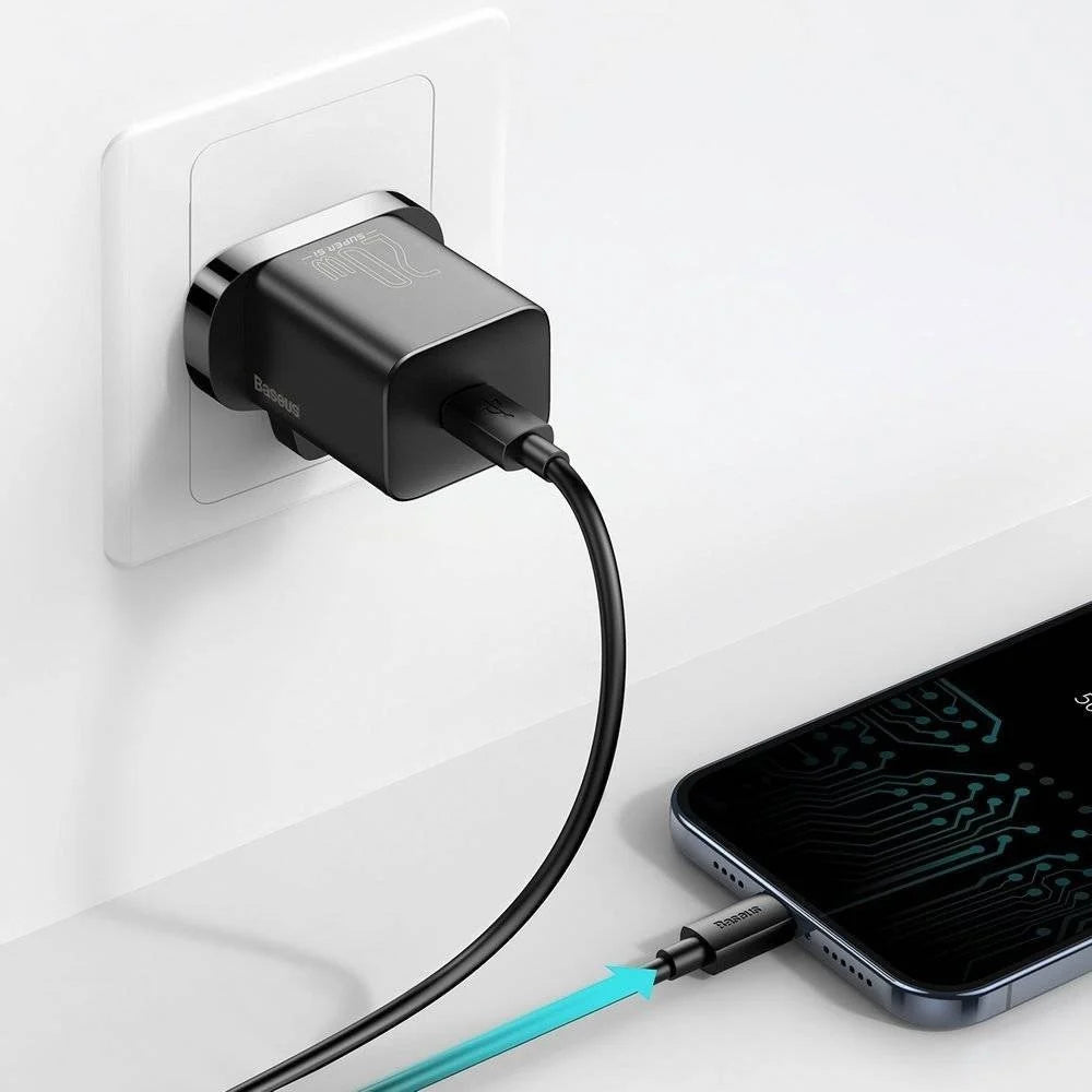 شاحن سريع Baseus GaN5 Mini منفذ واحد 20 واط، أسود (المملكة المتحدة)