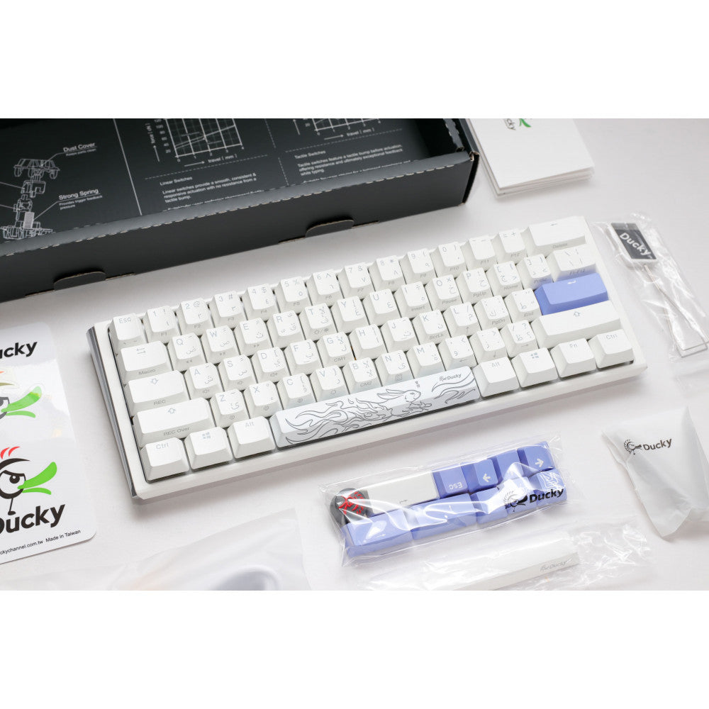 Ducky One 3 Classic Pure White Mini 60% Cherry Red Key Arabic