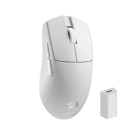 Redragon M916 PRO 3-Mode Wireless Gaming Mouse, Hype-Speed 4K Polling Rate, 49G Ultra-Light 26K DPI Gamer Mouse w/Ergonomic Natural Grip Build, Redefinable.White