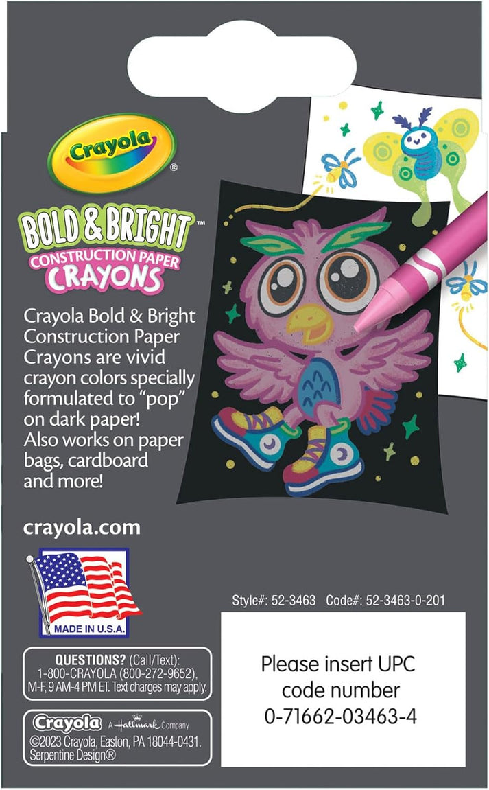Crayola Bold & Bright Construction Paper Crayons 24 pcs