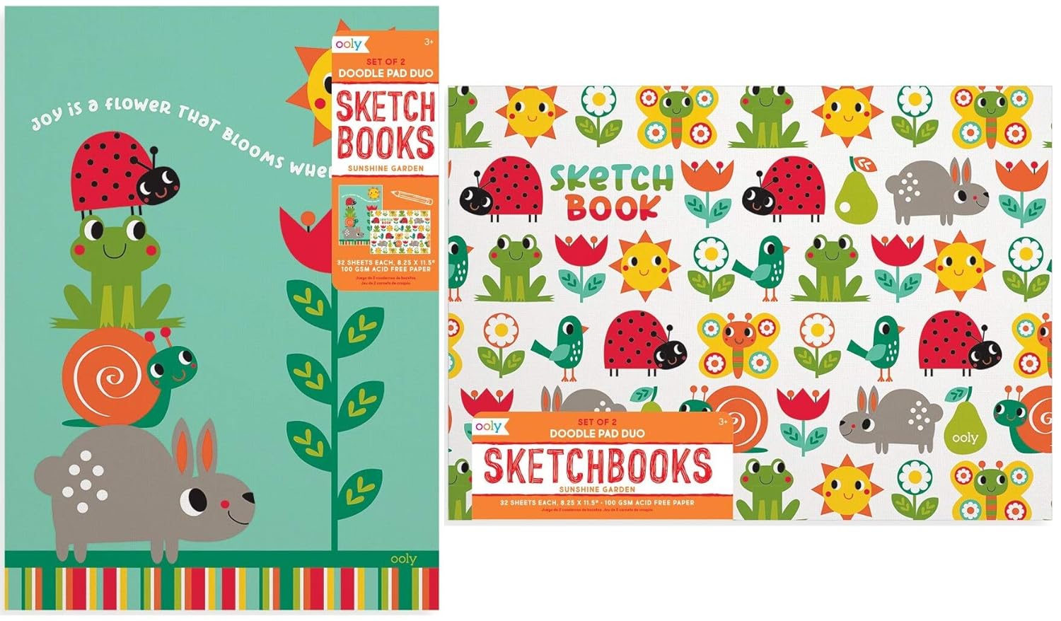 Ooly Doodle Pad Duo Sketchbooks: Sunshine Garden Set Of 2 (8.25" x 11,5")