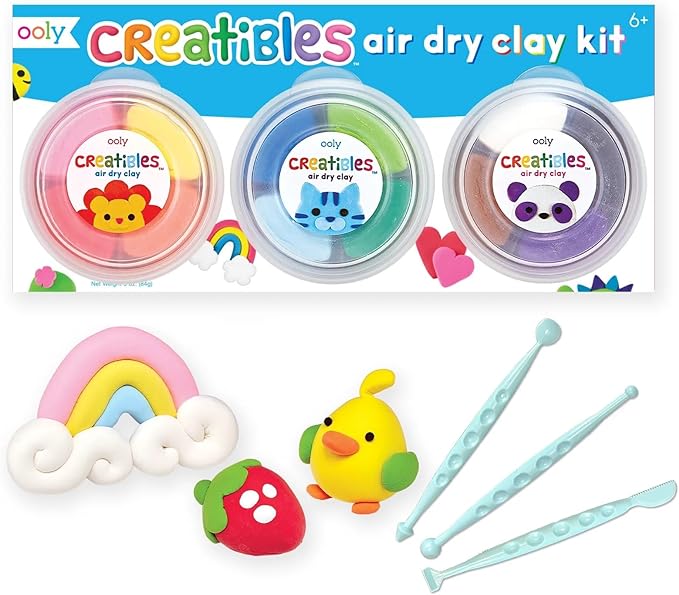 Ooly Creatibles D.I.Y. Air Dry Clay Kit Set Of 12 Colors + 3 Shaping Tools