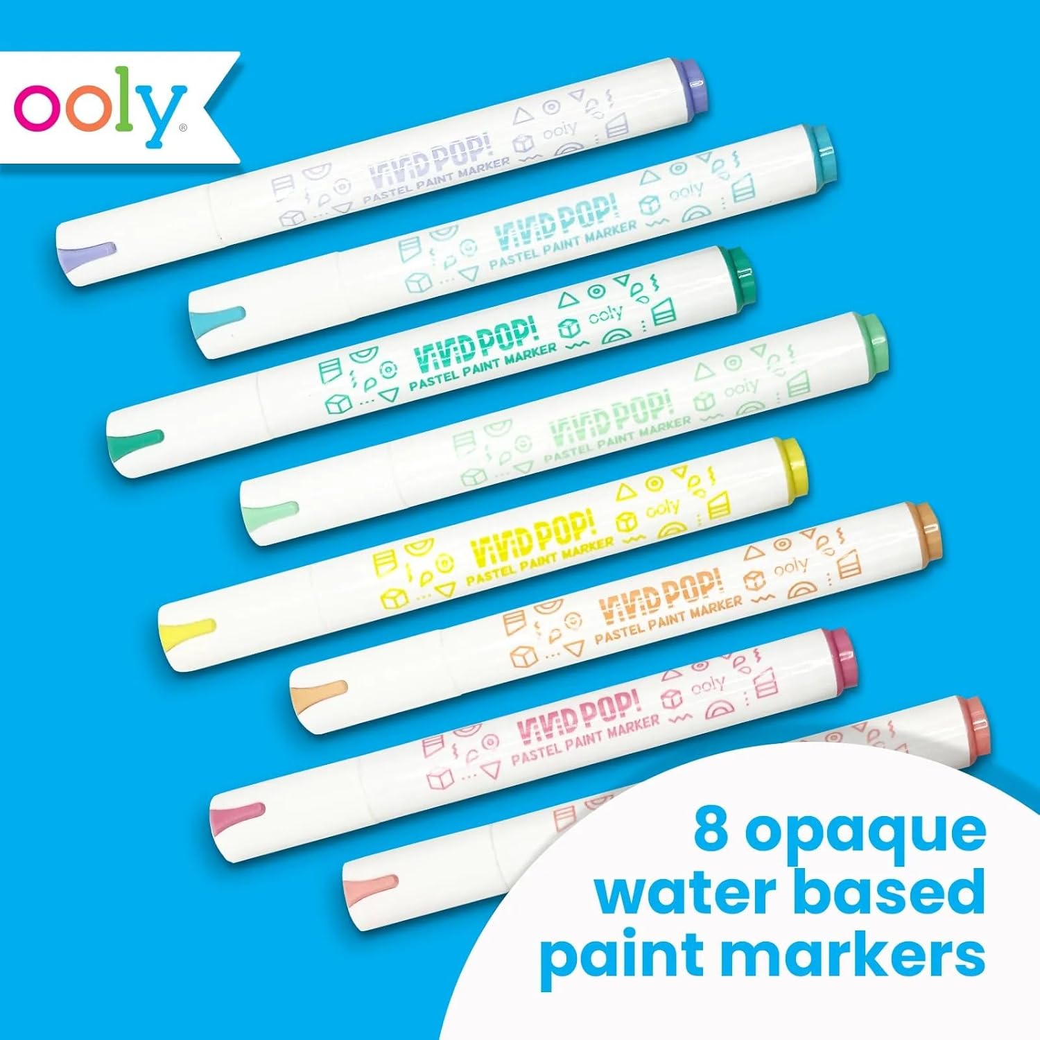 Ooly Vivid Pop Water Based Paint Markers: Pastel Set Of 8