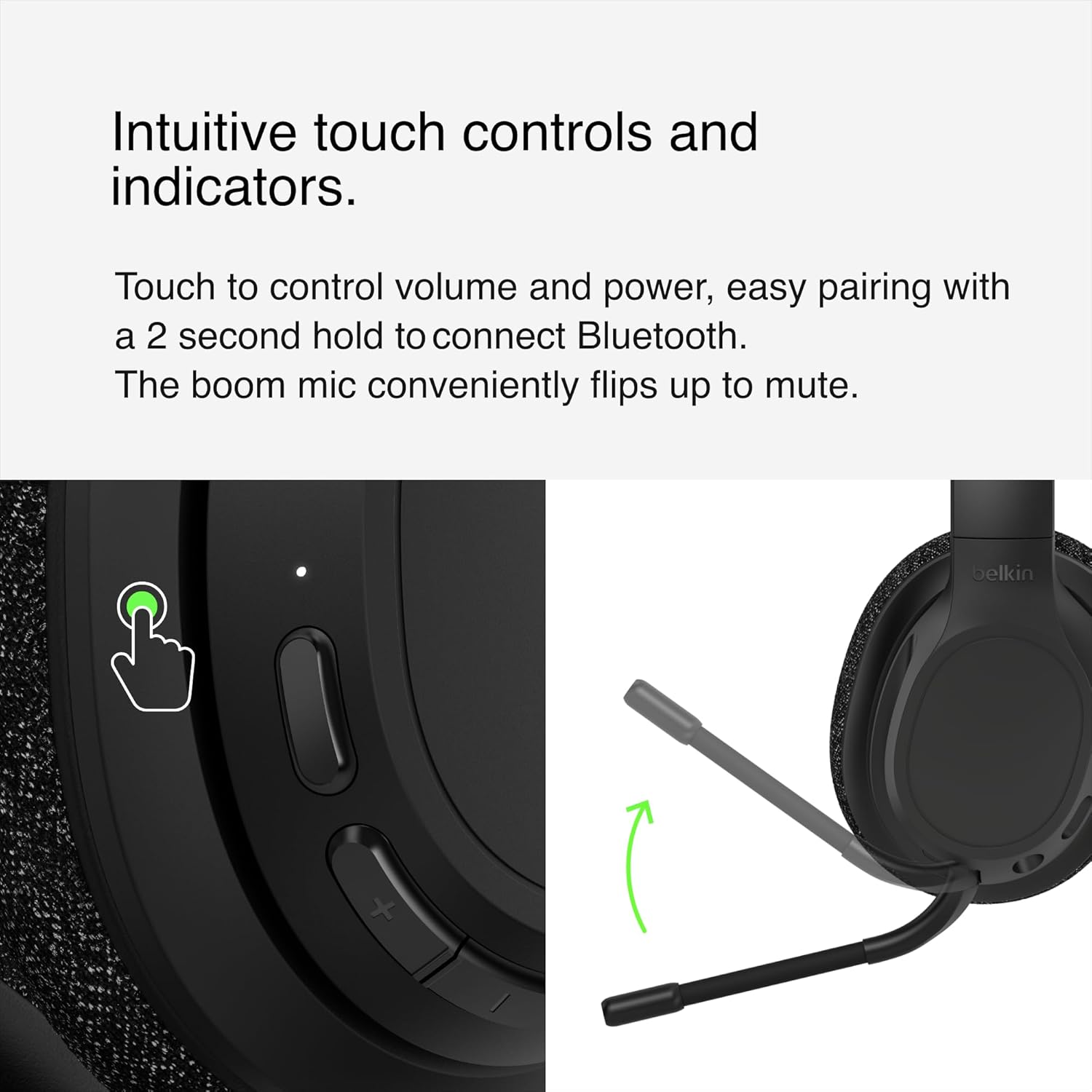 BELKIN W.HEADPHONES SOUNDFORM ADAPT OVER EAR BOOM MIC - BLK