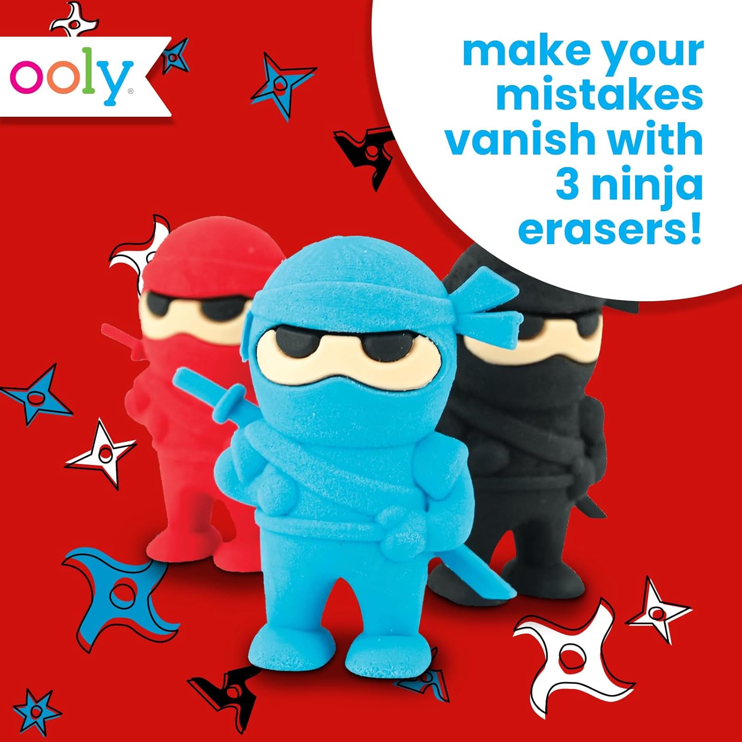 Ooly Ninja Erasers Set Of 3