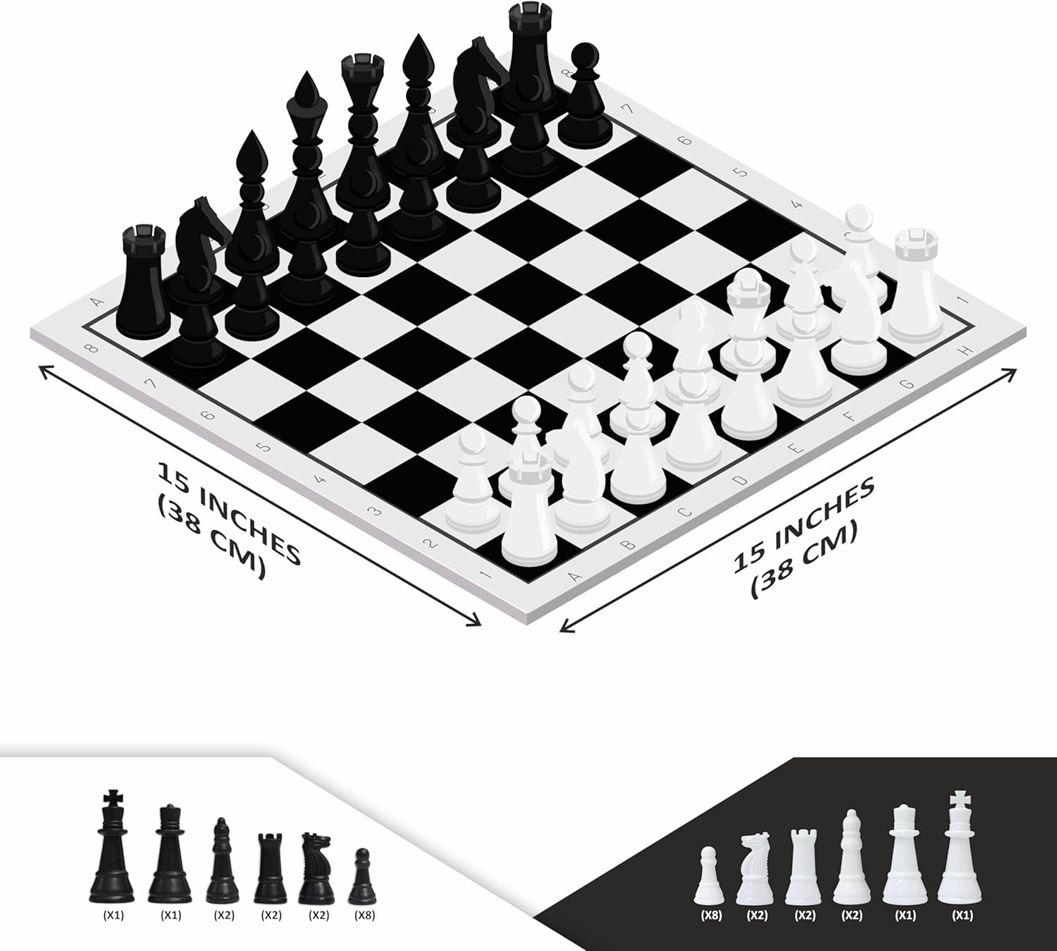 BLACK & WHITE CHESS 15"