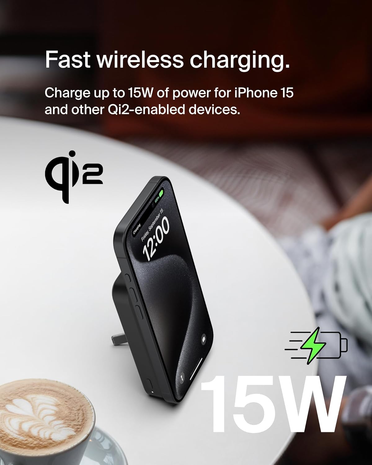 BELKIN - POWERBANK - QI2 WIRELESS - 8K - KICK STAND - BLACK