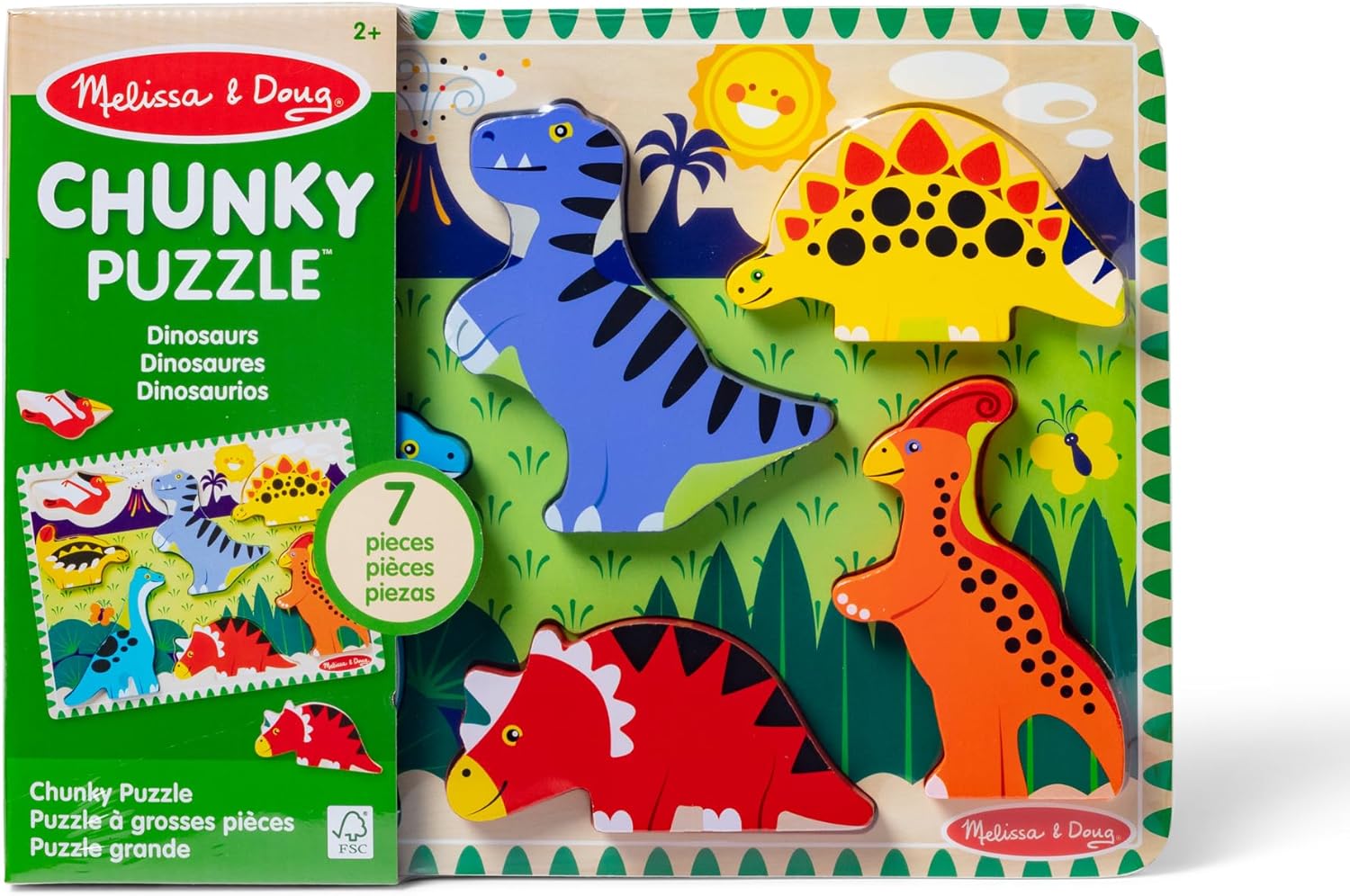 Melissa & Doug Dinosaur Wooden Chunky Puzzle (7 pcs)