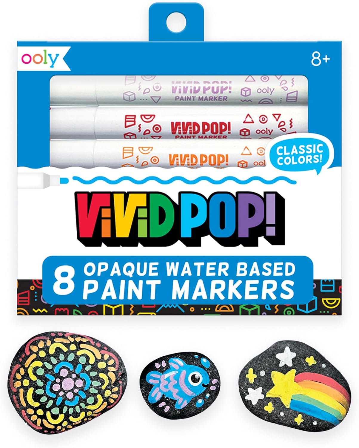 Ooly Vivid Pop Water Based Paint Markers: Classic Set Of 8