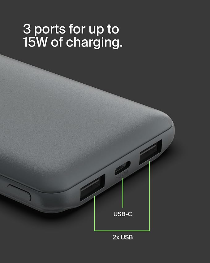 BELKIN PB 10K BOOST CHARGE 15W USBC DUAL 12WX2 USBA S.GREY