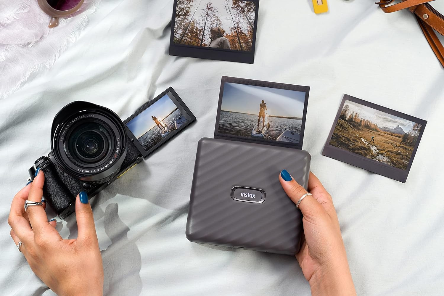 Instax Link Wide Smartphone Printer (Mocha Gray)+ Film Pack