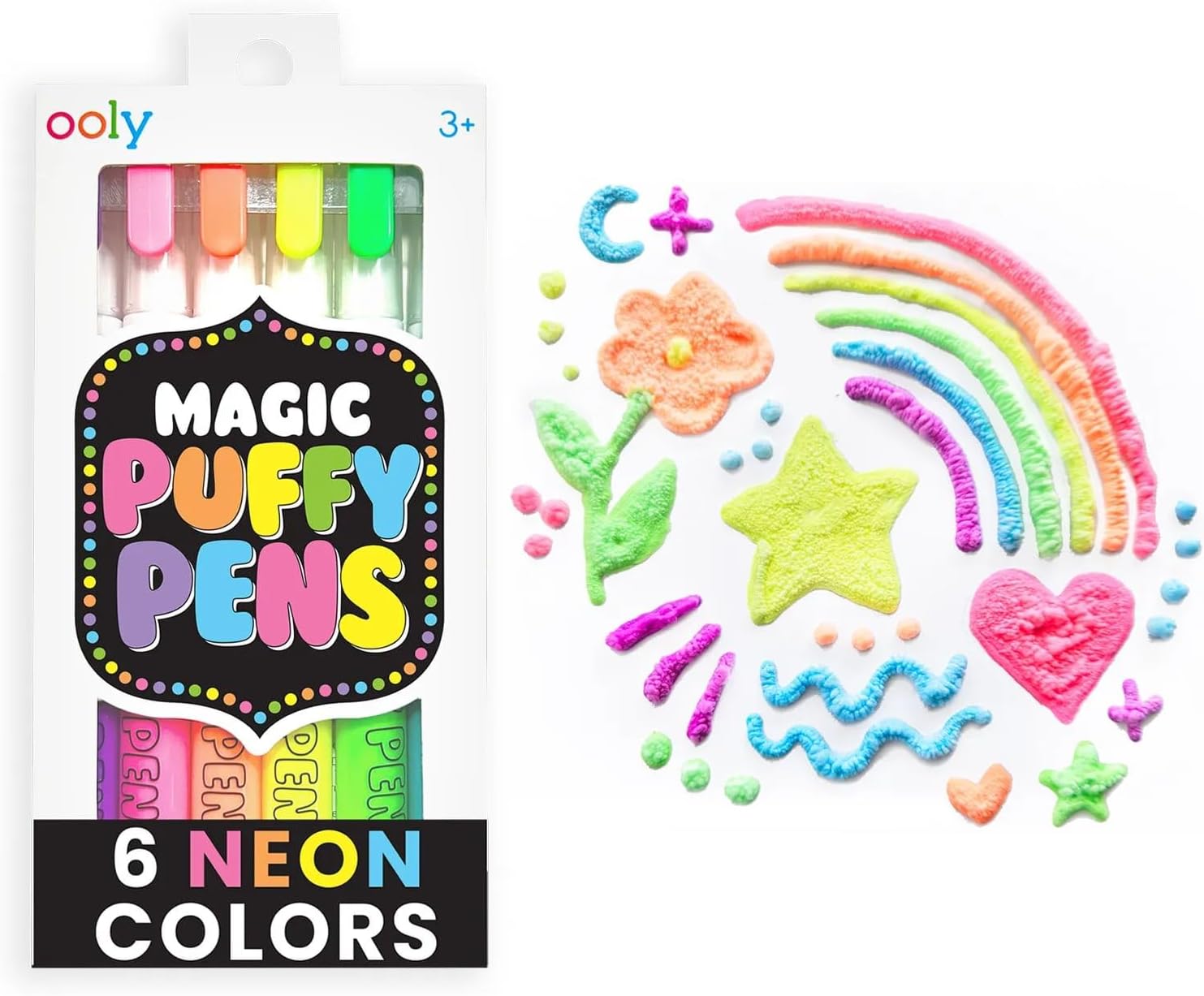 Ooly Magic Puffy Neon Pens Set Of 6