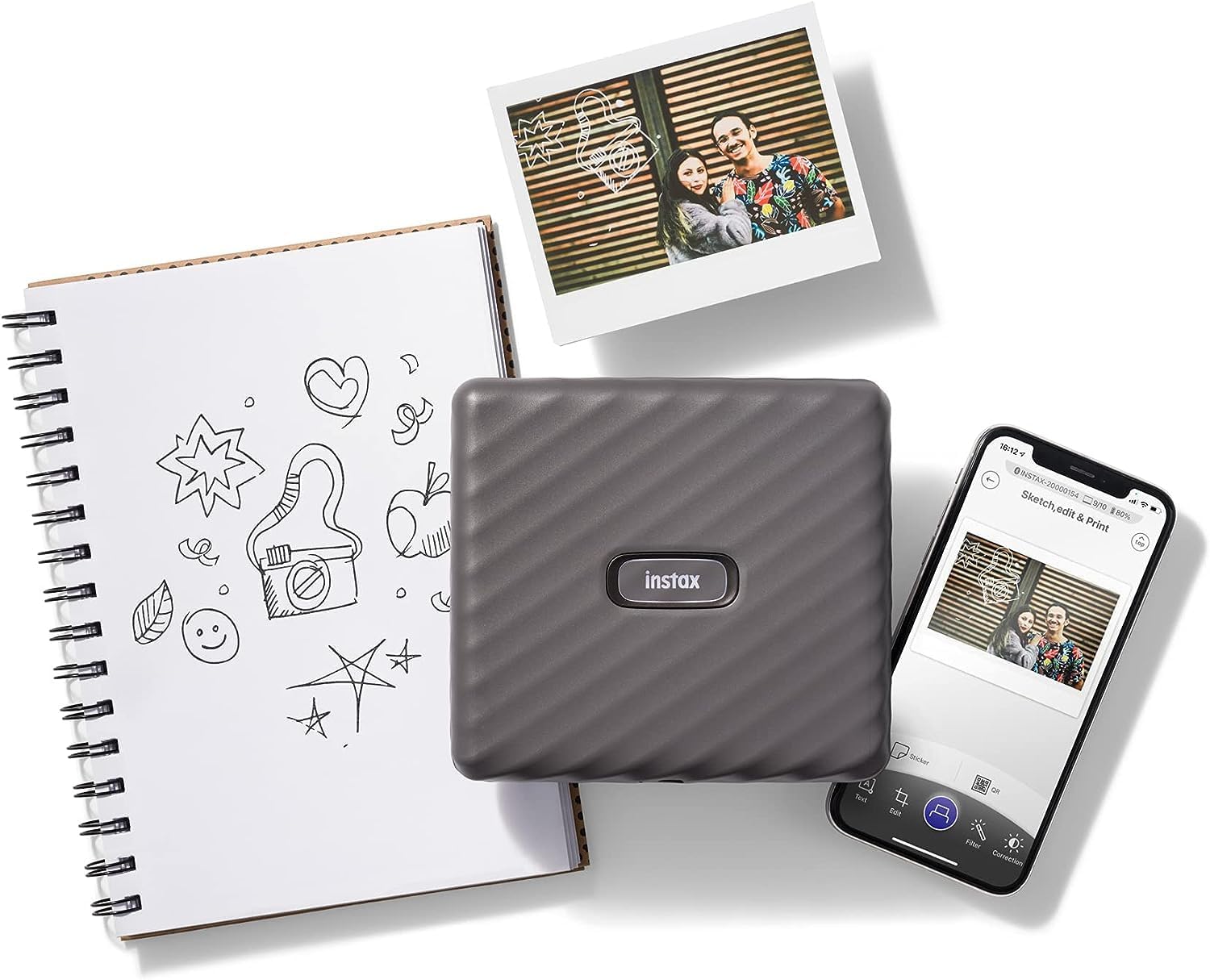 Instax Link Wide Smartphone Printer (Mocha Gray)+ Film Pack