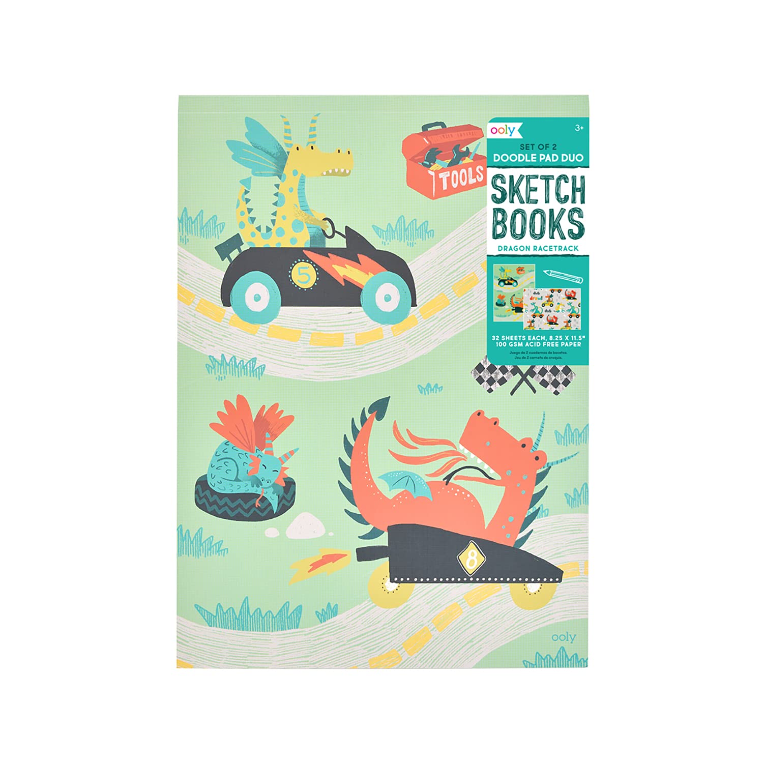 Ooly Doodle Pad Duo Sketchbook Dragon Racetrack Set Of 2