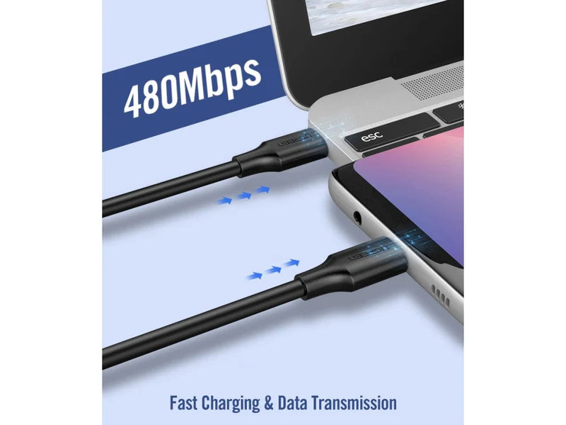 كابل شحن ونقل بيانات UGREEN (USB-C إلى USB-C) بطول 1 متر | أسود
