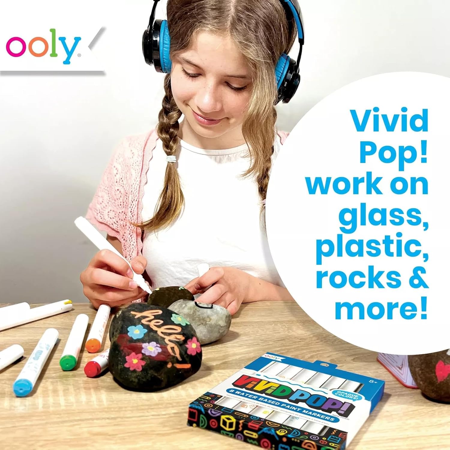 Ooly Vivid Pop Water Based Paint Markers: Classic Set Of 8