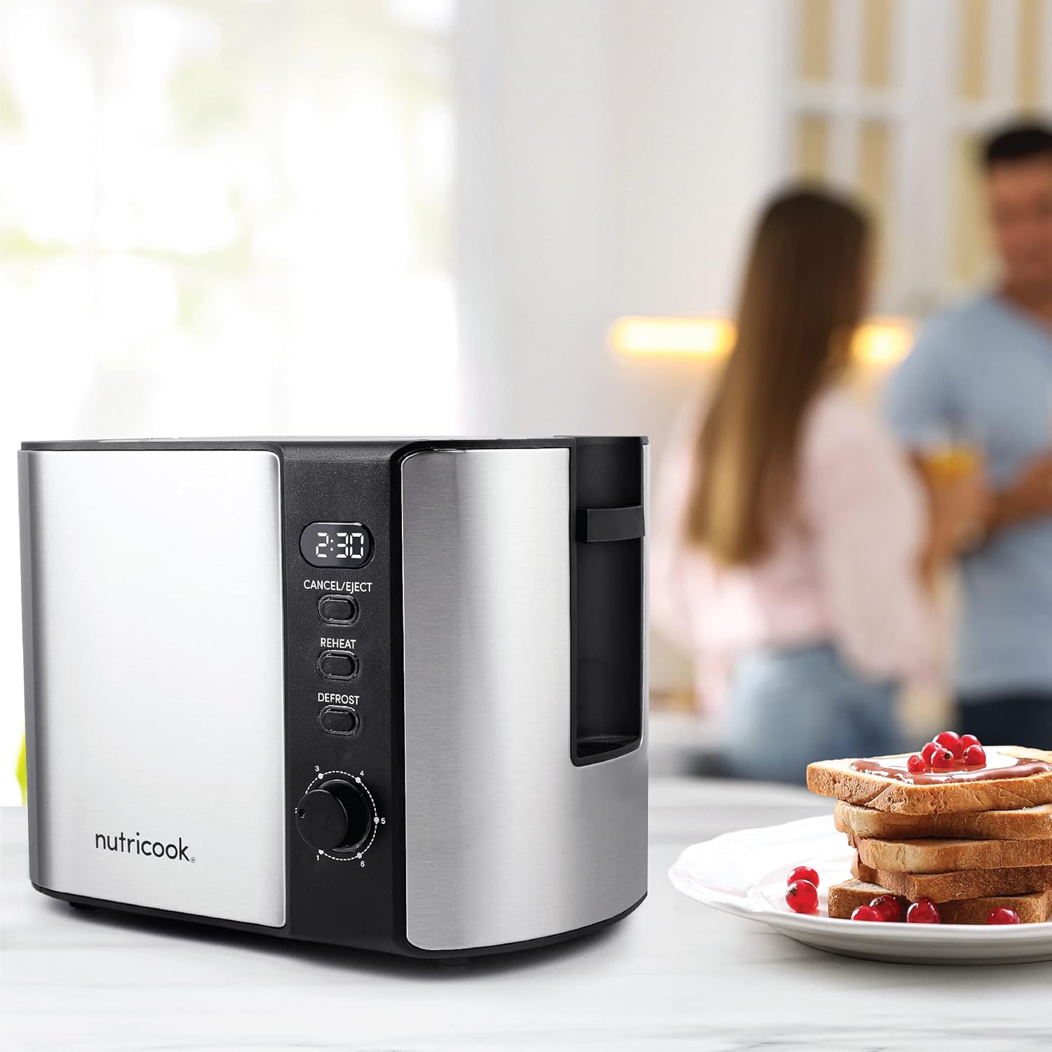 Nutricook 2 Slice Toaster Steel & Black NC-T102S
