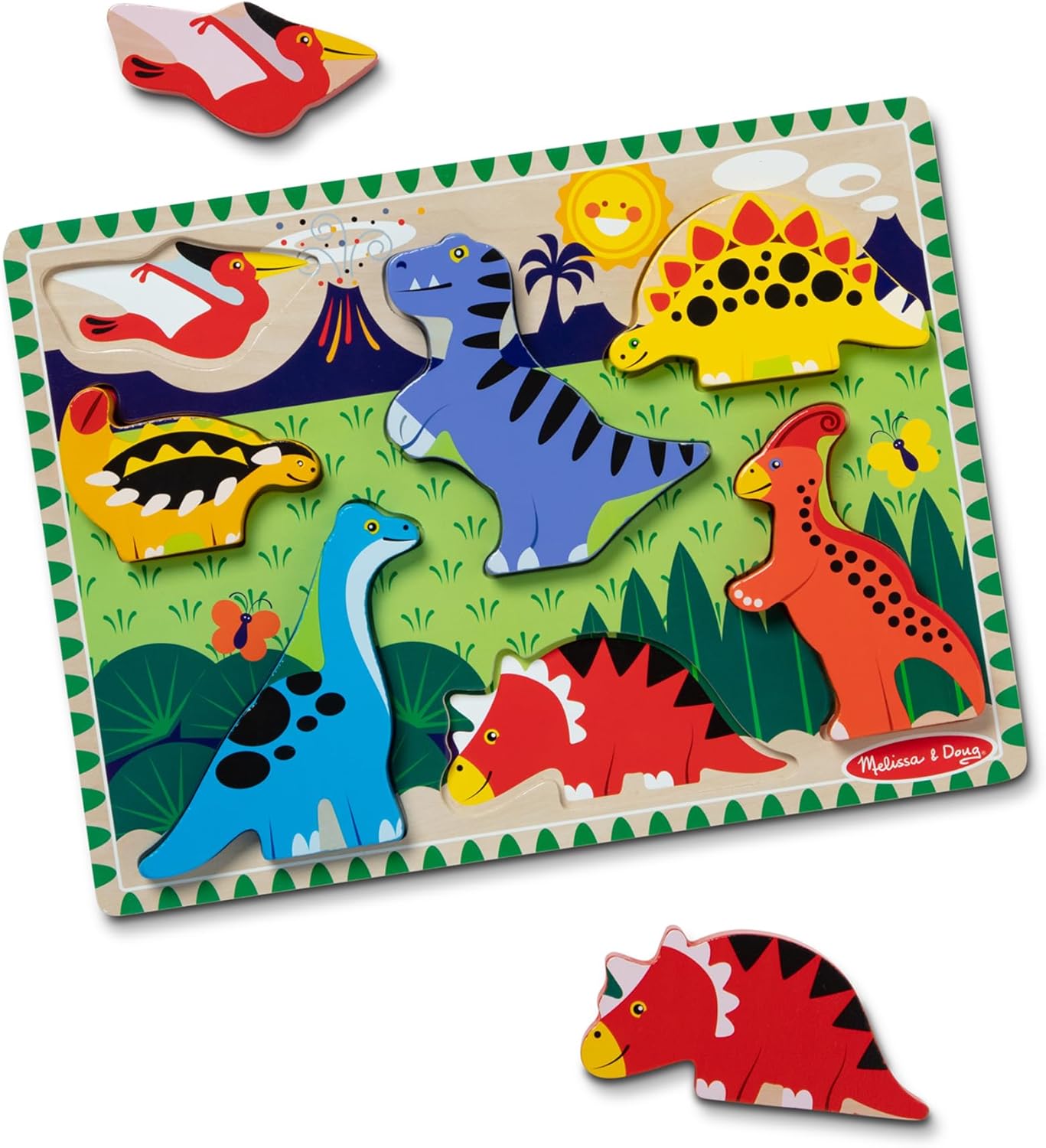 Melissa & Doug Dinosaur Wooden Chunky Puzzle (7 pcs)