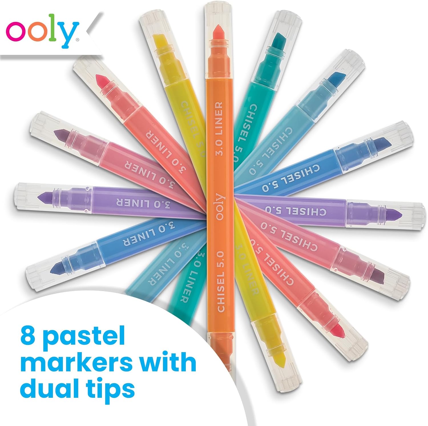 Ooly Pastel Liners Double Ended Markers Set Of 8