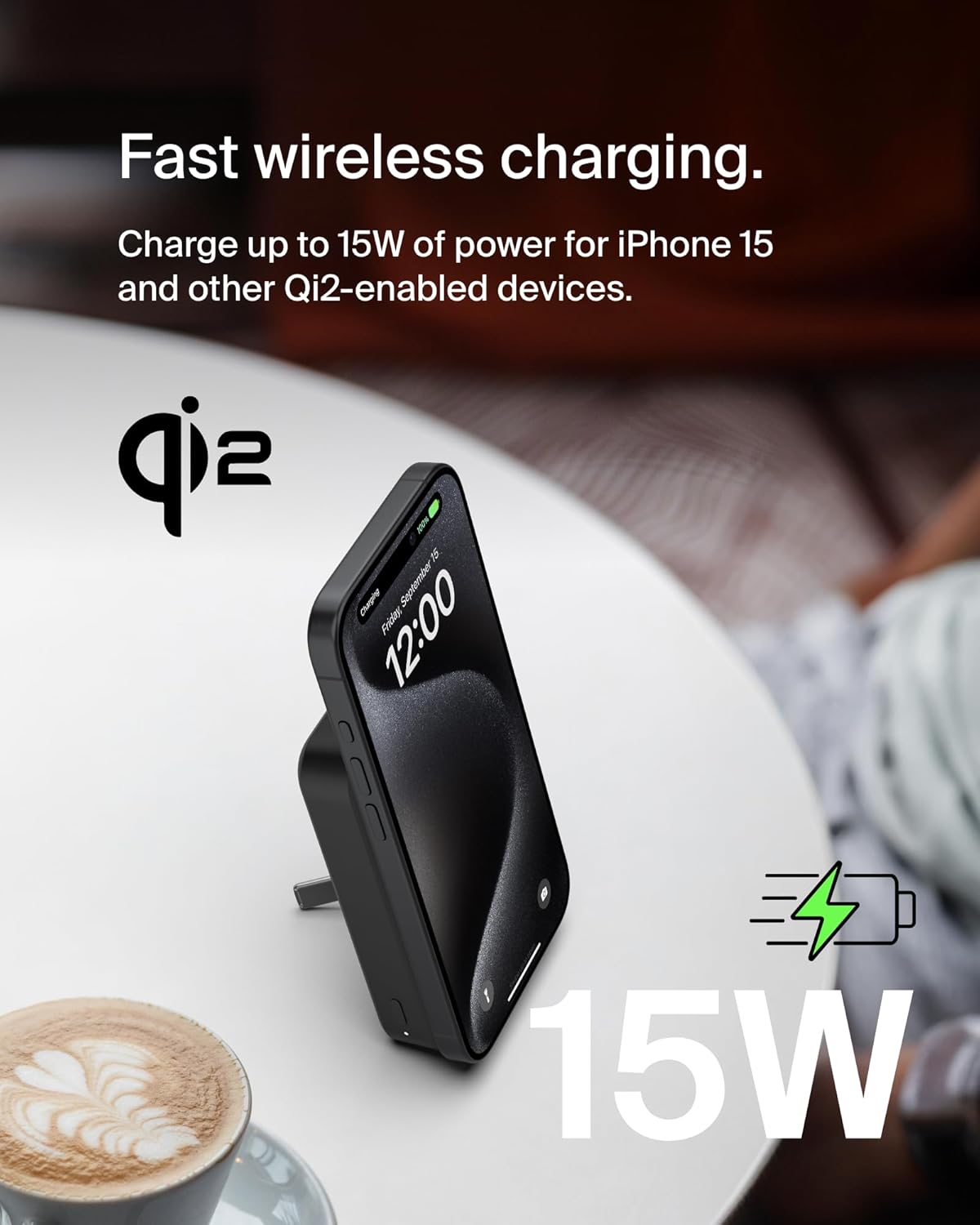 BELKIN - POWERBANK - QI2 WIRELESS - 10K - KICK STAND - BLACK