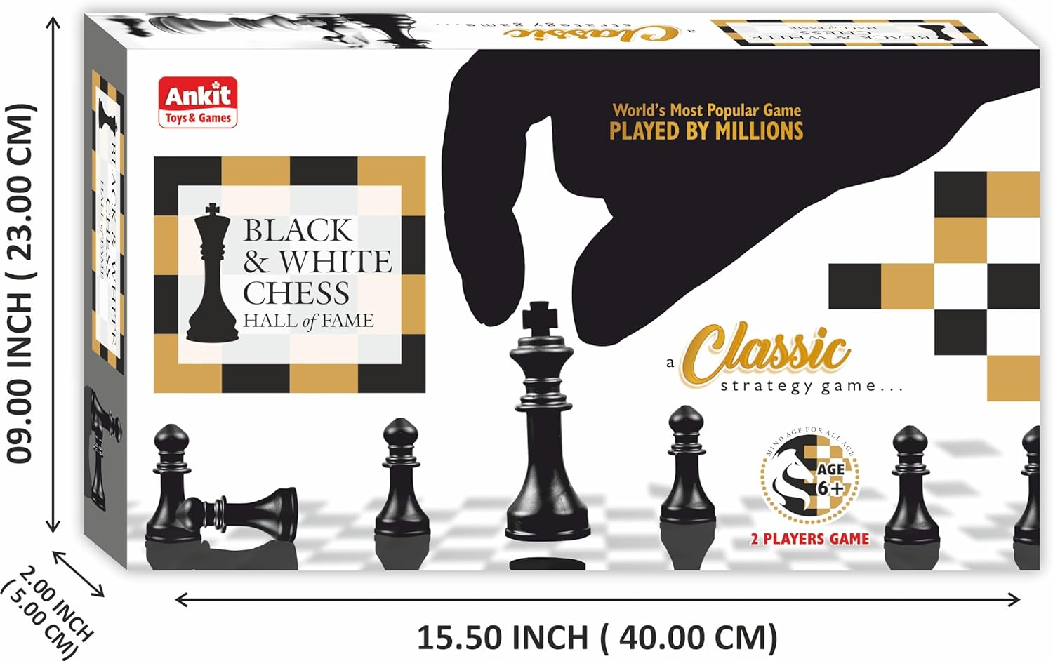 BLACK & WHITE CHESS 15"
