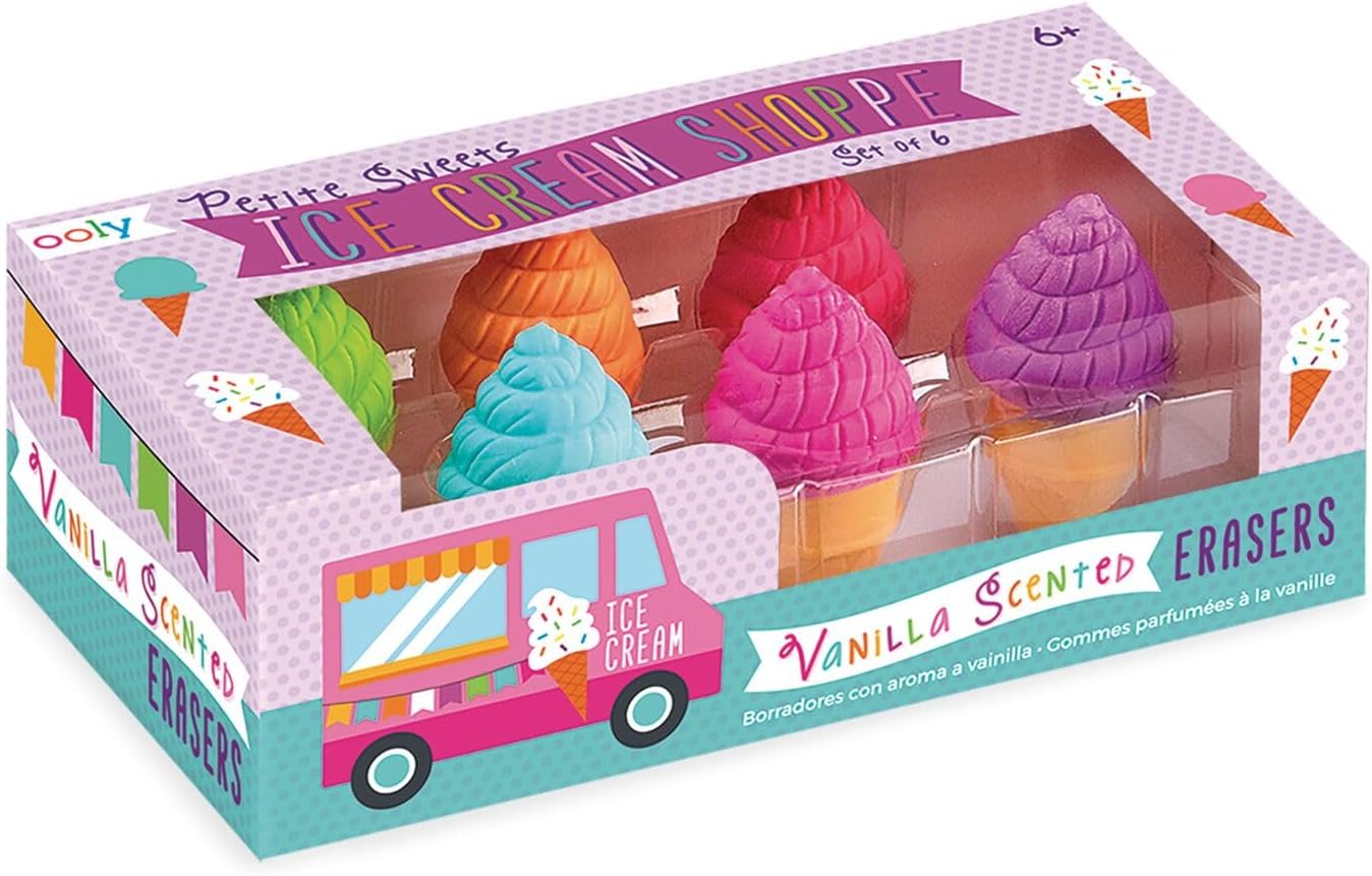 Ooly Petite Sweets Ice Cream Shoppe Scented Erasers Set Of 6