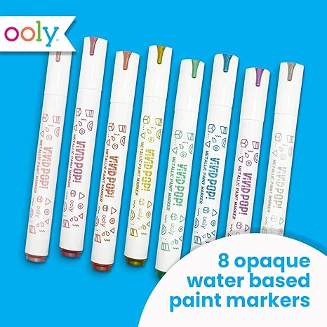 Ooly Vivid Pop Water Based Paint Markers: Metallic Set Of 8