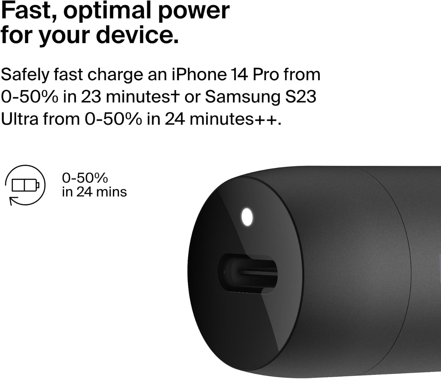 بيلكين - شاحن سيارة 30W USB-C إلى USB-C مع كابل 1م مرفق - أسود