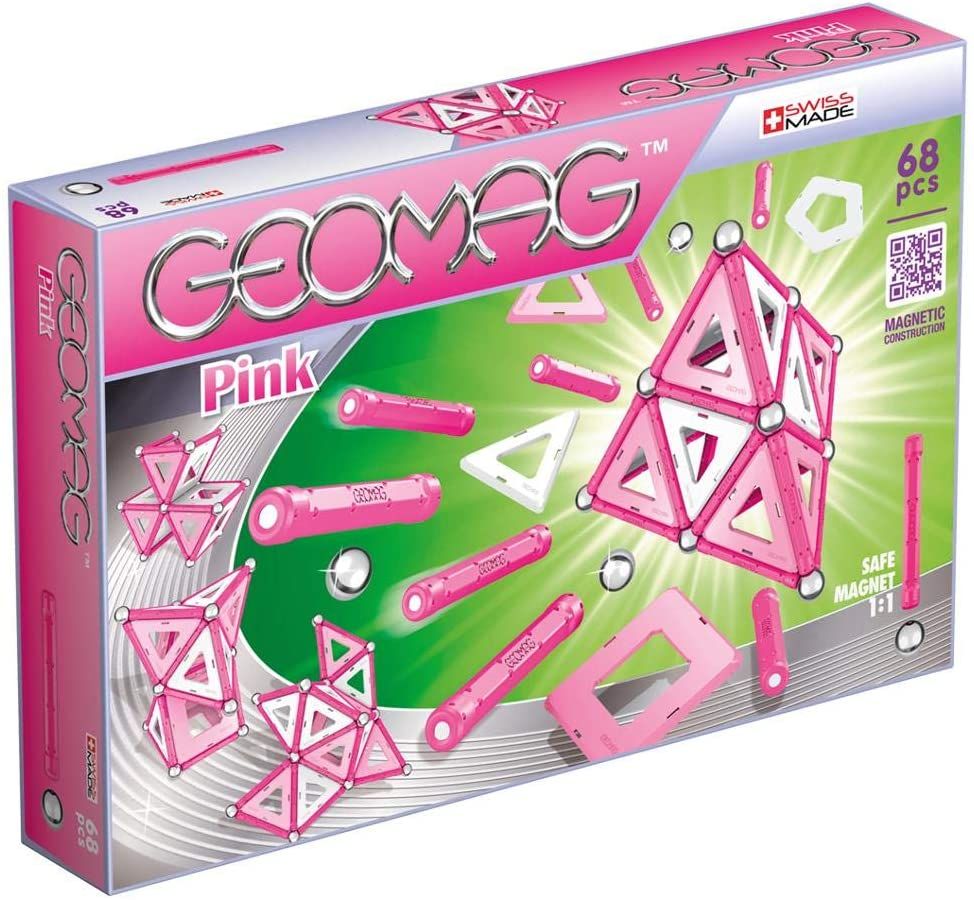 مجسمات مغناطيسية وردية Geomag - 68 قطعة