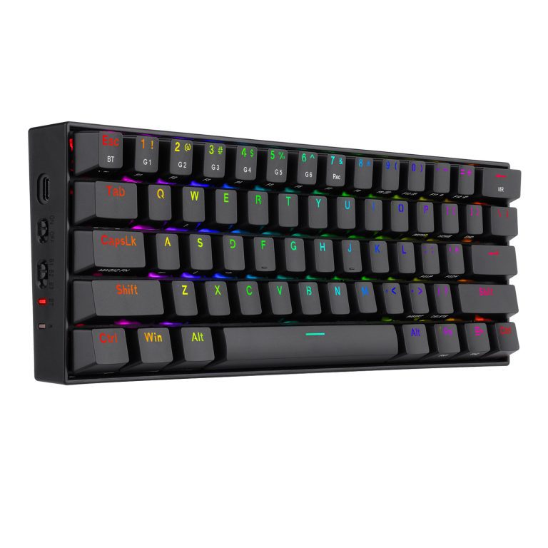 Redragon K630RGB Gaming Mechanical Keyboard 61 Keys Compact Mechanical Keyboard, Pro Driver Support-Brown Switch