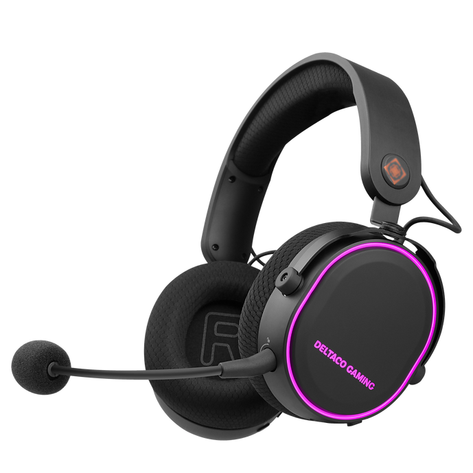 DELTACO GAMING DH420 Wireless gaming headset, RGB, USB-C, Black