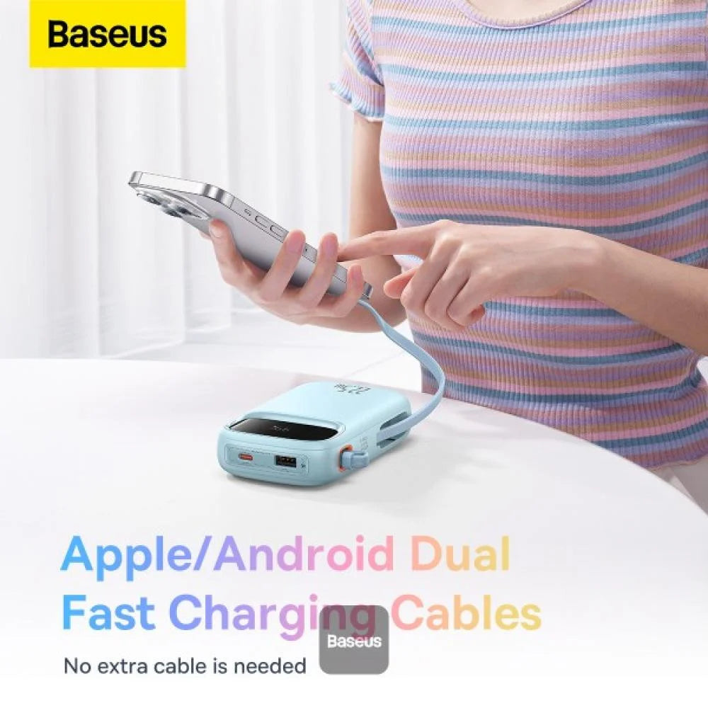 باوربانك Baseus Qpow2 بشاشة عرض رقمية، سعة 20,000 مللي أمبير، 22.5 واط، أزرق مجرة (مع كابل شحن بسيط من نوع C بطول 0.3 متر)