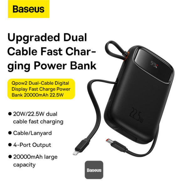 OS-Baseus Qpow2 Dual-Cable Fast Charge P.B 20K BLK