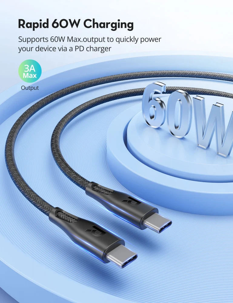 RAVPower RP-CB1029 60W F.Charging BLK C to C Cable 1.2m
