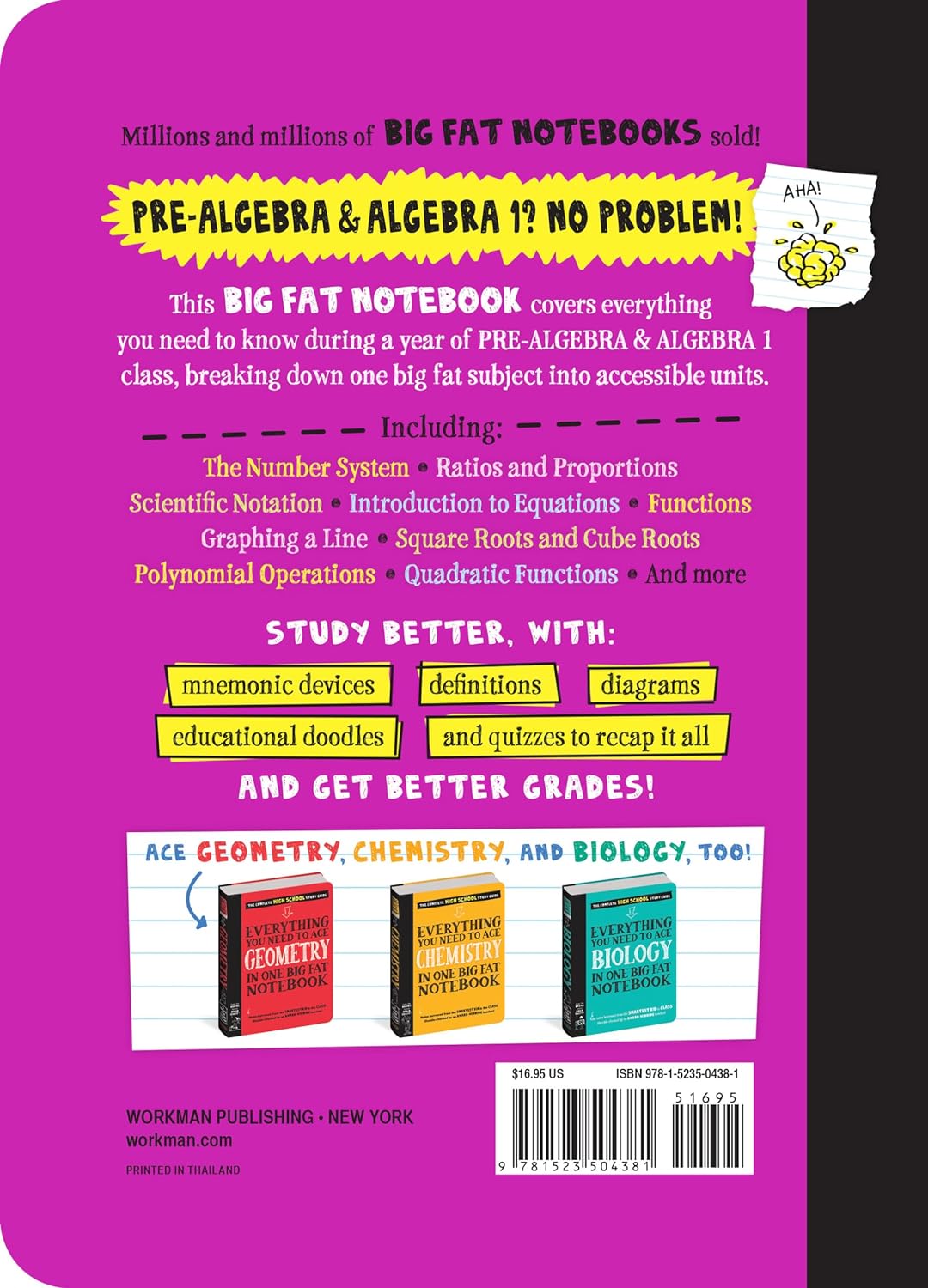Everything You Need To Ace Pre-Algebra And Algebra I In One Big Fat Notebook