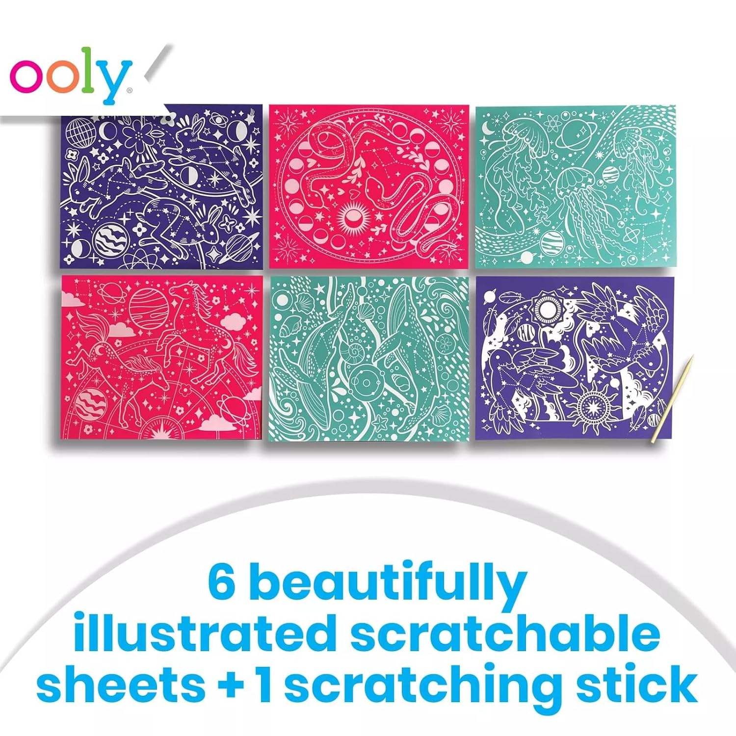 Ooly Scratch & Shine: Foil Scratch Art Kit Glorious Garden 7 pcs