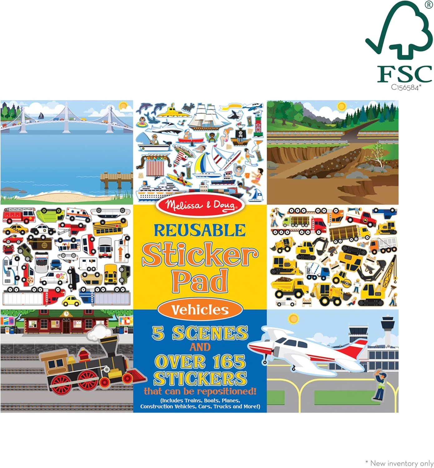 MELISSA & DOUG Reusable Sticker Pad - Vehicles