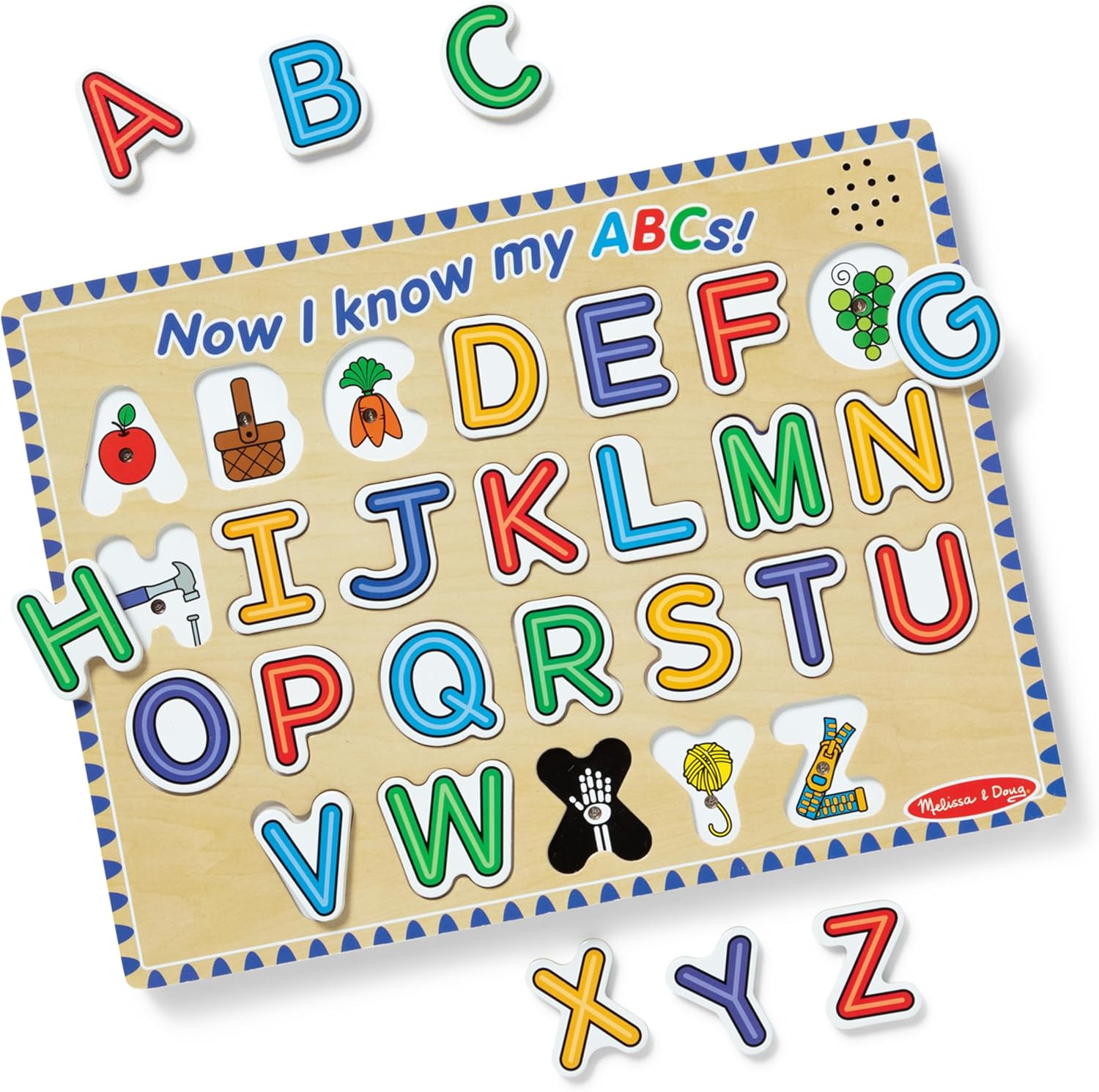 Melissa & Doug Wooden Alphabet Sound Puzzle - Wooden Puzzle With Sound Effects (26 pcs)
