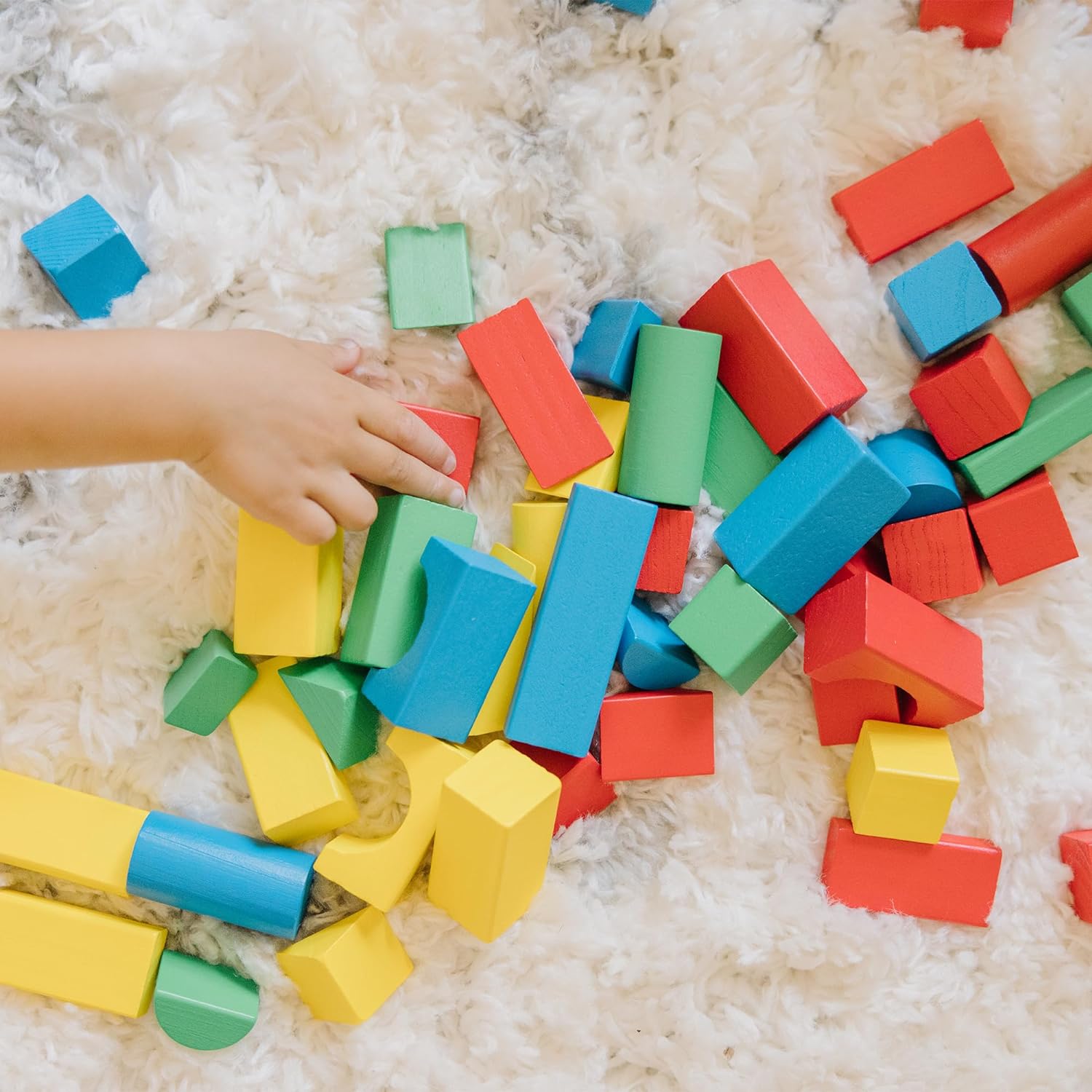 Melissa & Doug Wooden Building Blocks Set - 100 Blocks In 4 Colors And 9 Shapes