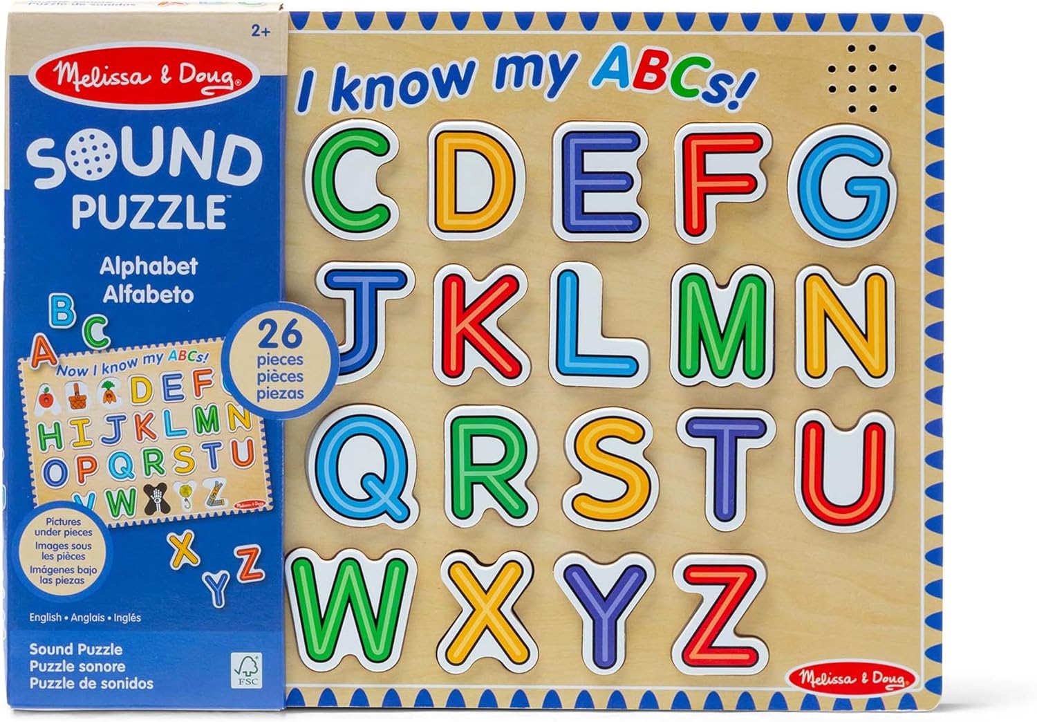 Melissa & Doug Wooden Alphabet Sound Puzzle - Wooden Puzzle With Sound Effects (26 pcs)