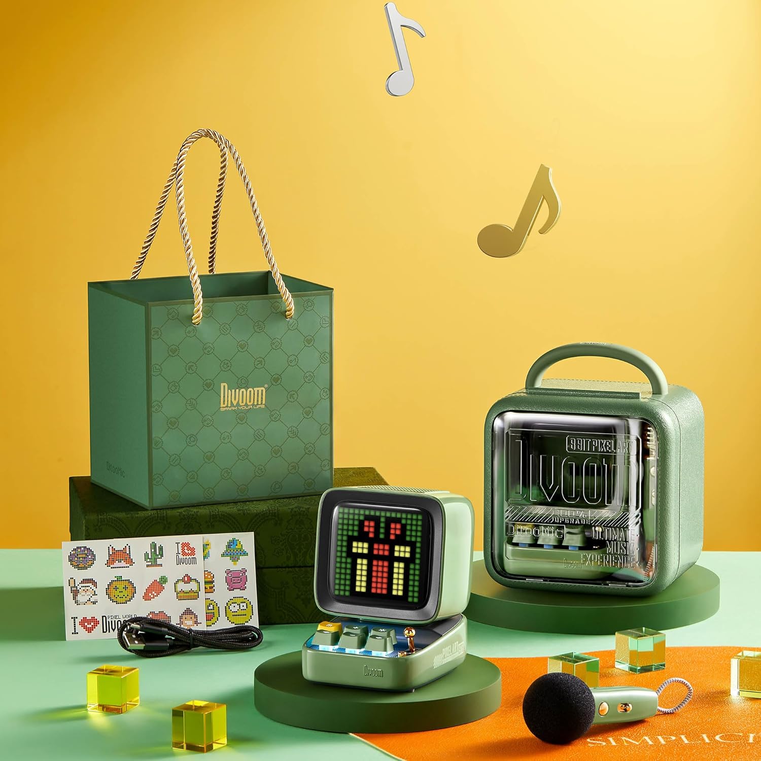 Divoom DitooMic Bluetooth Speaker Microphone Karaoke Function - Green