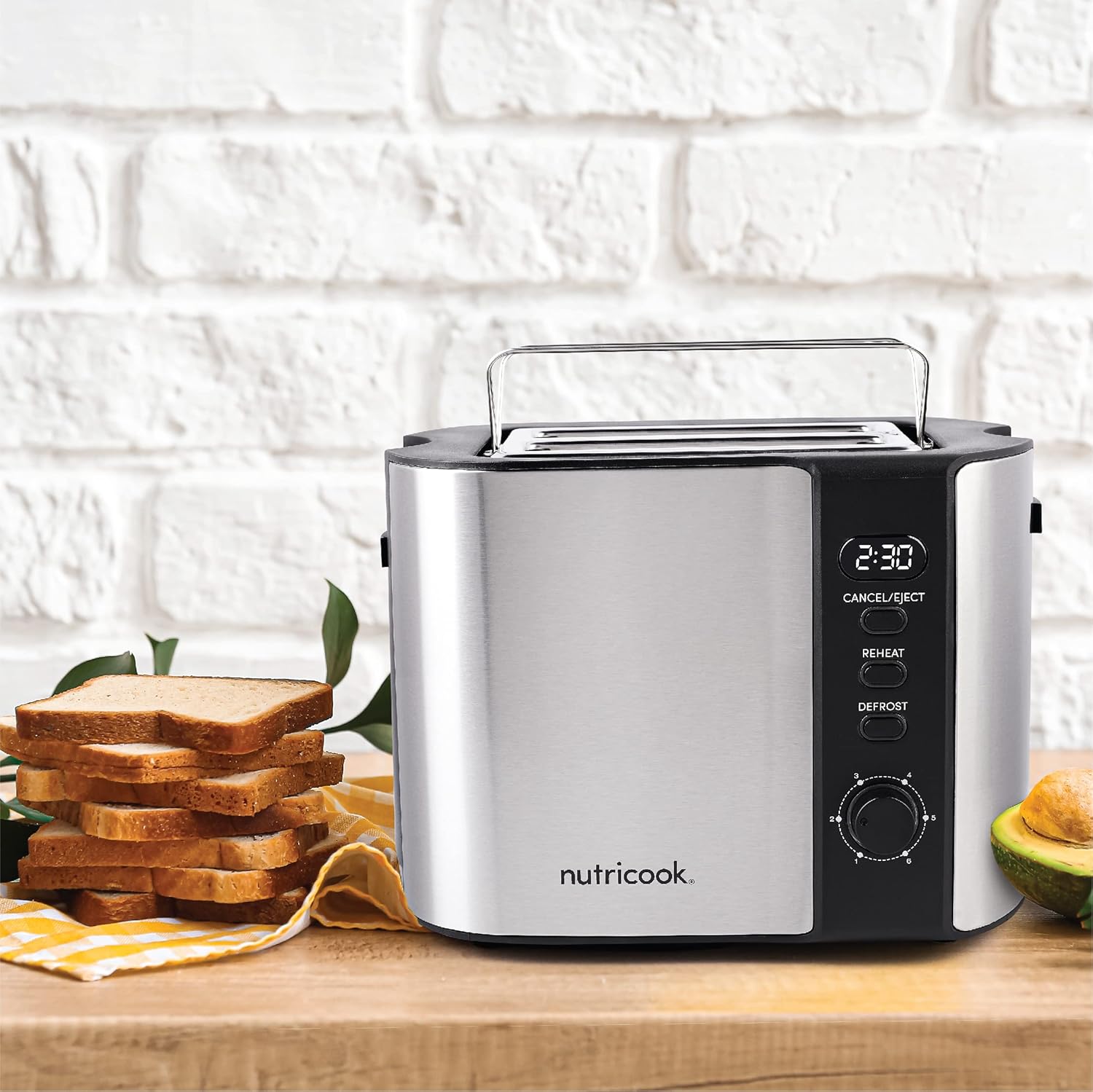 Nutricook 2 Slice Toaster Steel & Black NC-T102S