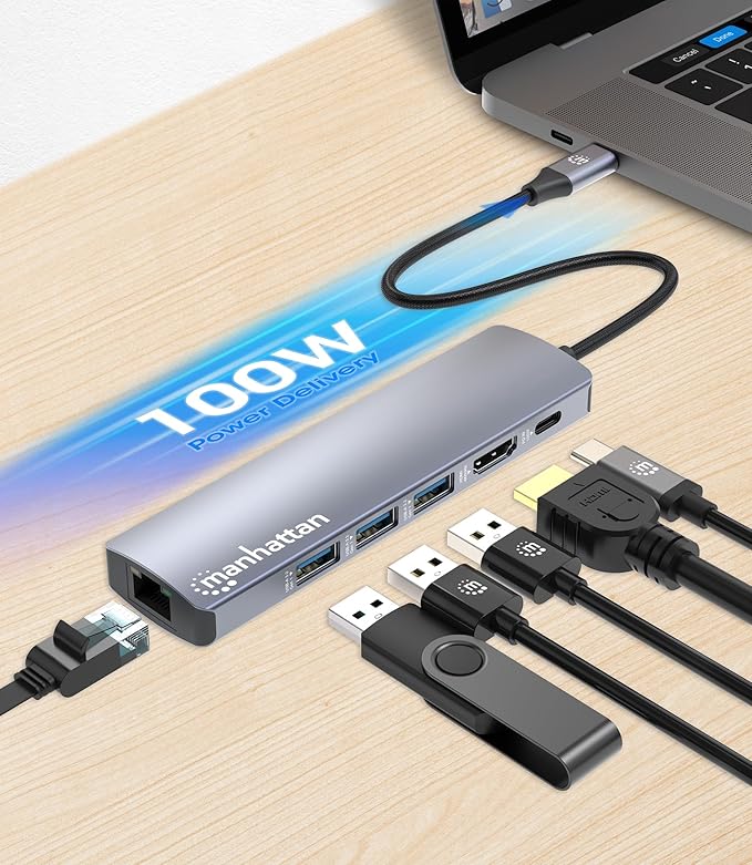 Manhattan USB-C PD 6-in-1 4K Docking Station / Multiport Hub