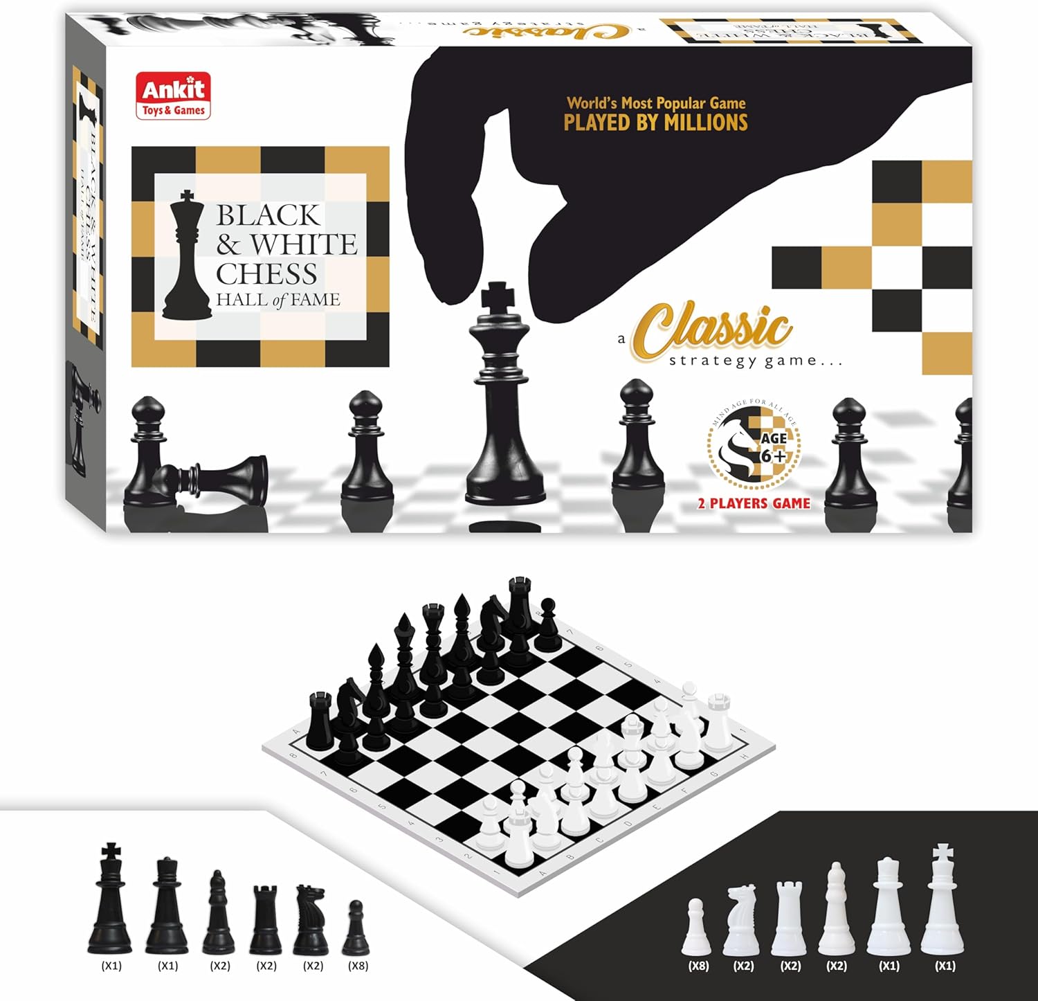 BLACK & WHITE CHESS 15"