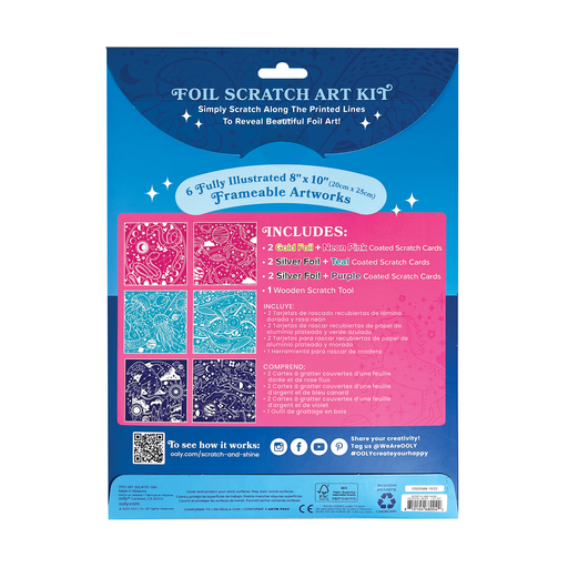 Ooly Scratch & Shine: Foil Scratch Art Kit Celestial Skies 7 pc set