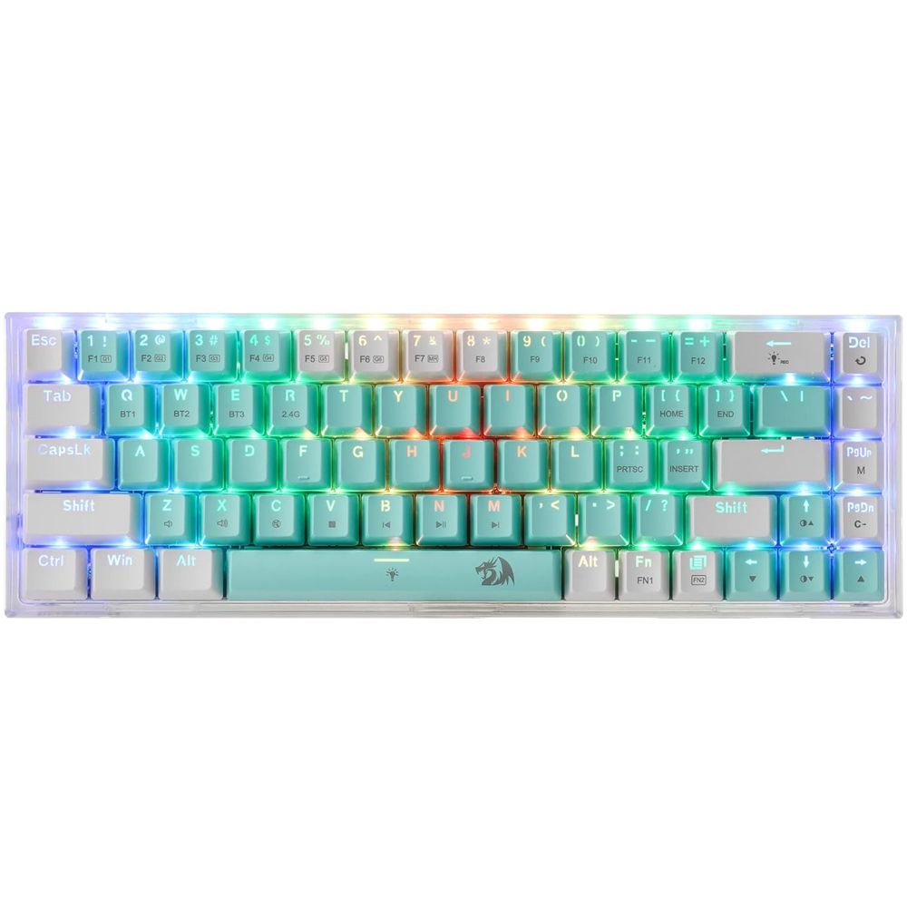 Redragon Castor Pro K631RGB Mechanical Keyboard, Custom Linear Switch, 68 Keys, 3-Mode Connection, Detachable Type-C to USB, Anti-Ghosting Keys, Blue/White